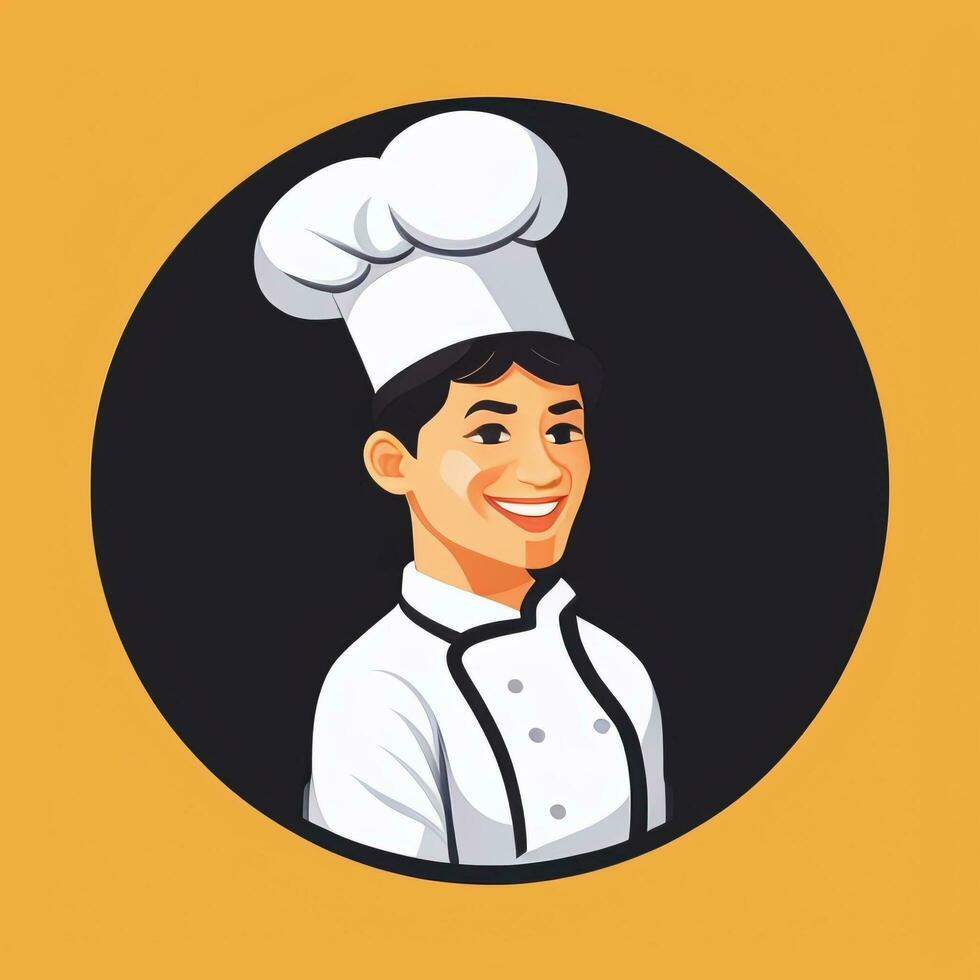 ai gegenereerd chef koken avatar icoon klem kunst sticker decoratie gemakkelijk achtergrond foto