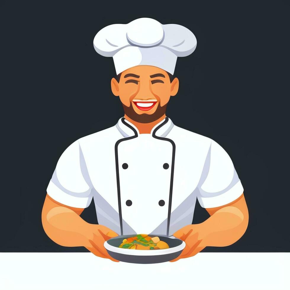 ai gegenereerd chef koken avatar icoon klem kunst sticker decoratie gemakkelijk achtergrond foto