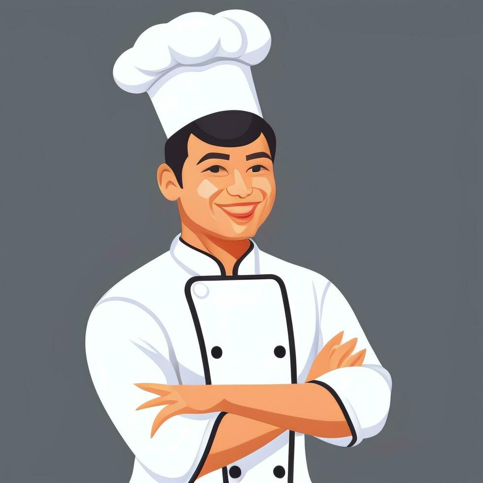 ai gegenereerd chef koken avatar icoon klem kunst sticker decoratie gemakkelijk achtergrond foto