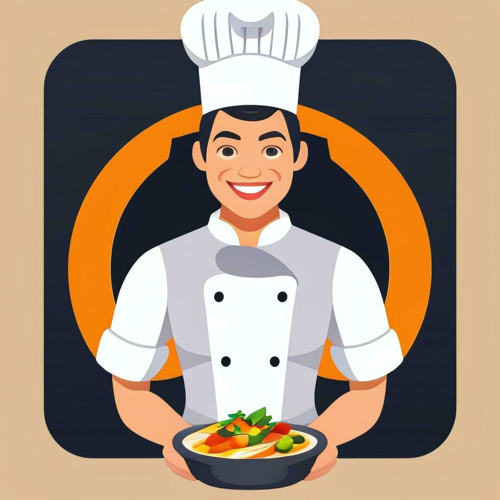 ai gegenereerd chef koken avatar icoon klem kunst sticker decoratie gemakkelijk achtergrond foto