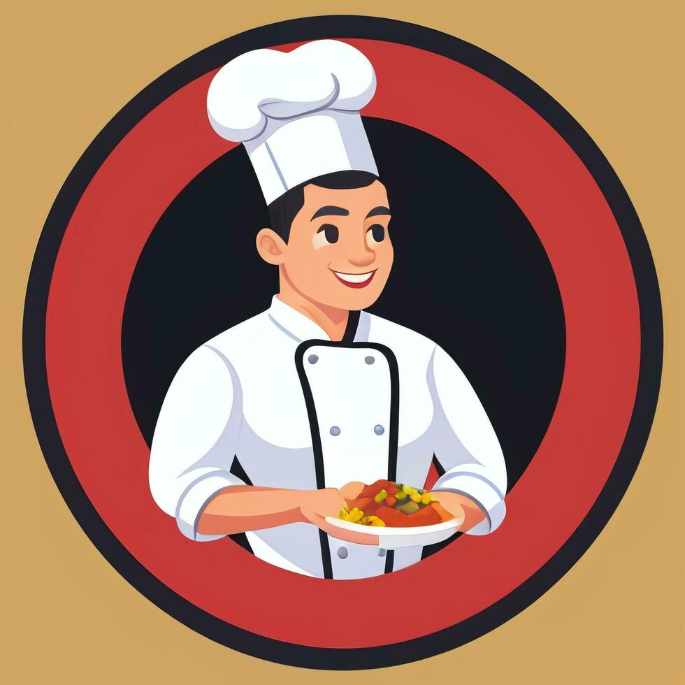 ai gegenereerd chef koken avatar icoon klem kunst sticker decoratie gemakkelijk achtergrond foto