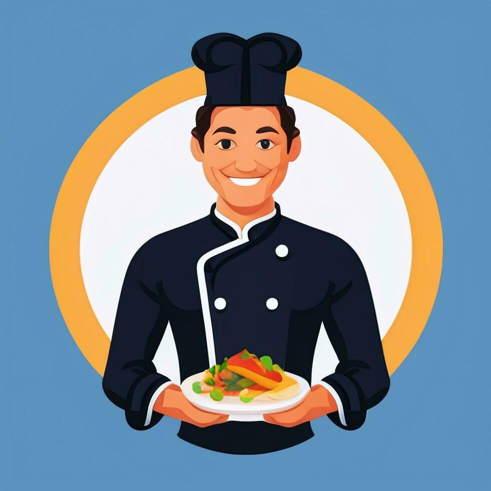 ai gegenereerd chef koken avatar icoon klem kunst sticker decoratie gemakkelijk achtergrond foto