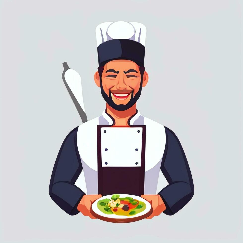 ai gegenereerd chef koken avatar icoon klem kunst sticker decoratie gemakkelijk achtergrond foto