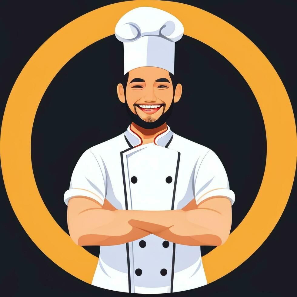 ai gegenereerd chef koken avatar icoon klem kunst sticker decoratie gemakkelijk achtergrond foto