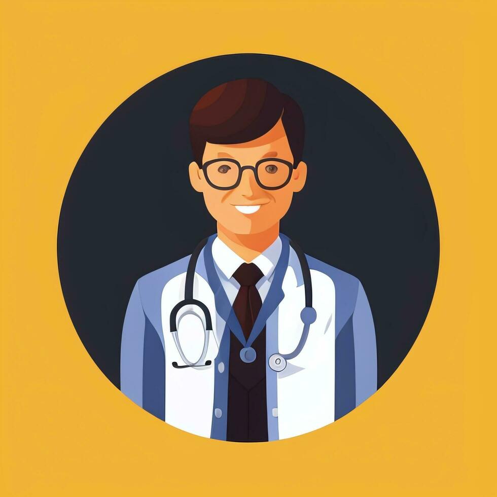 ai gegenereerd dokter medisch avatar icoon klem kunst sticker decoratie gemakkelijk achtergrond foto