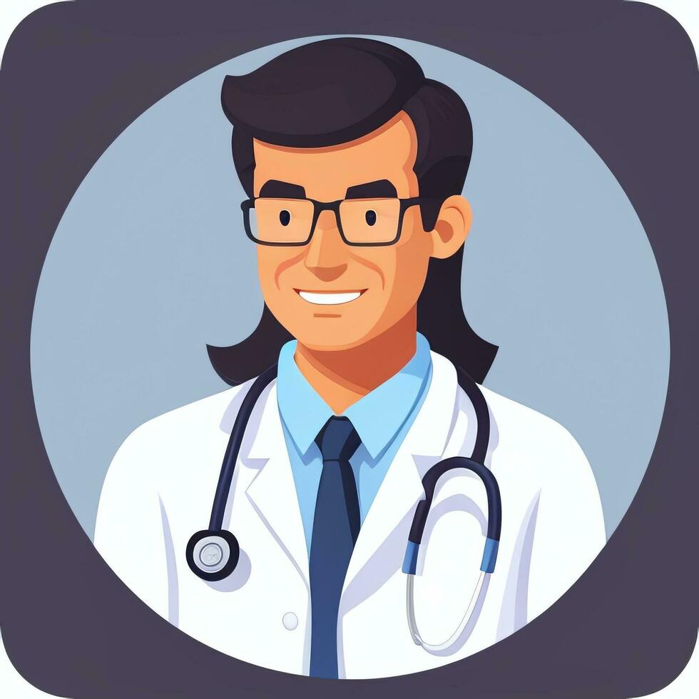 ai gegenereerd dokter medisch avatar icoon klem kunst sticker decoratie gemakkelijk achtergrond foto