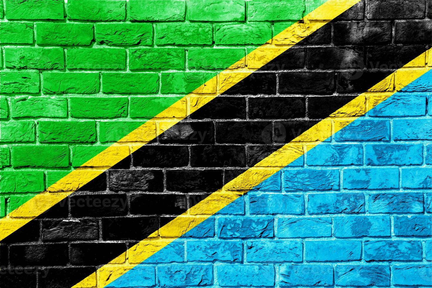 vlag van Verenigde republiek van Tanzania Aan een getextureerde achtergrond. concept collage. foto