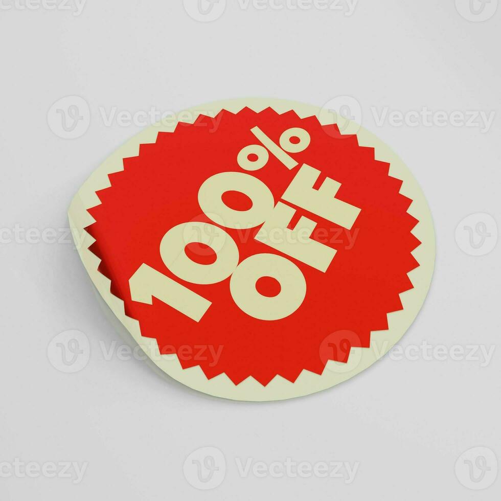 100 procent uit rood prijs label sticker foto