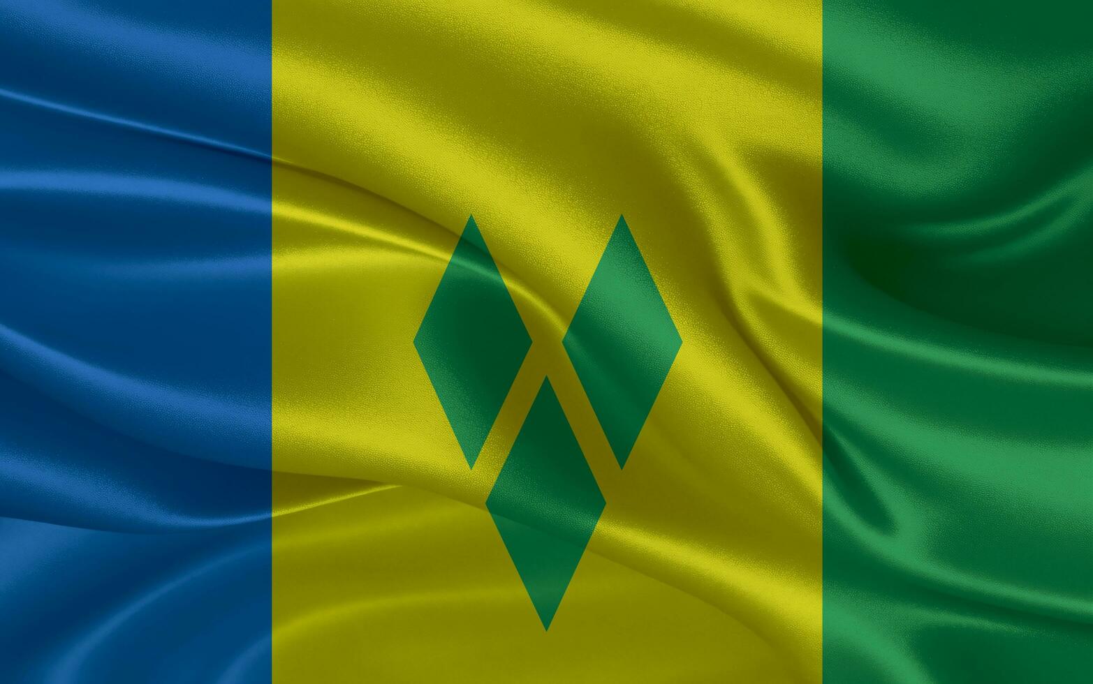 3d golvend realistisch zijde nationaal vlag van heilige vincent en de grenadines. gelukkig nationaal dag foto
