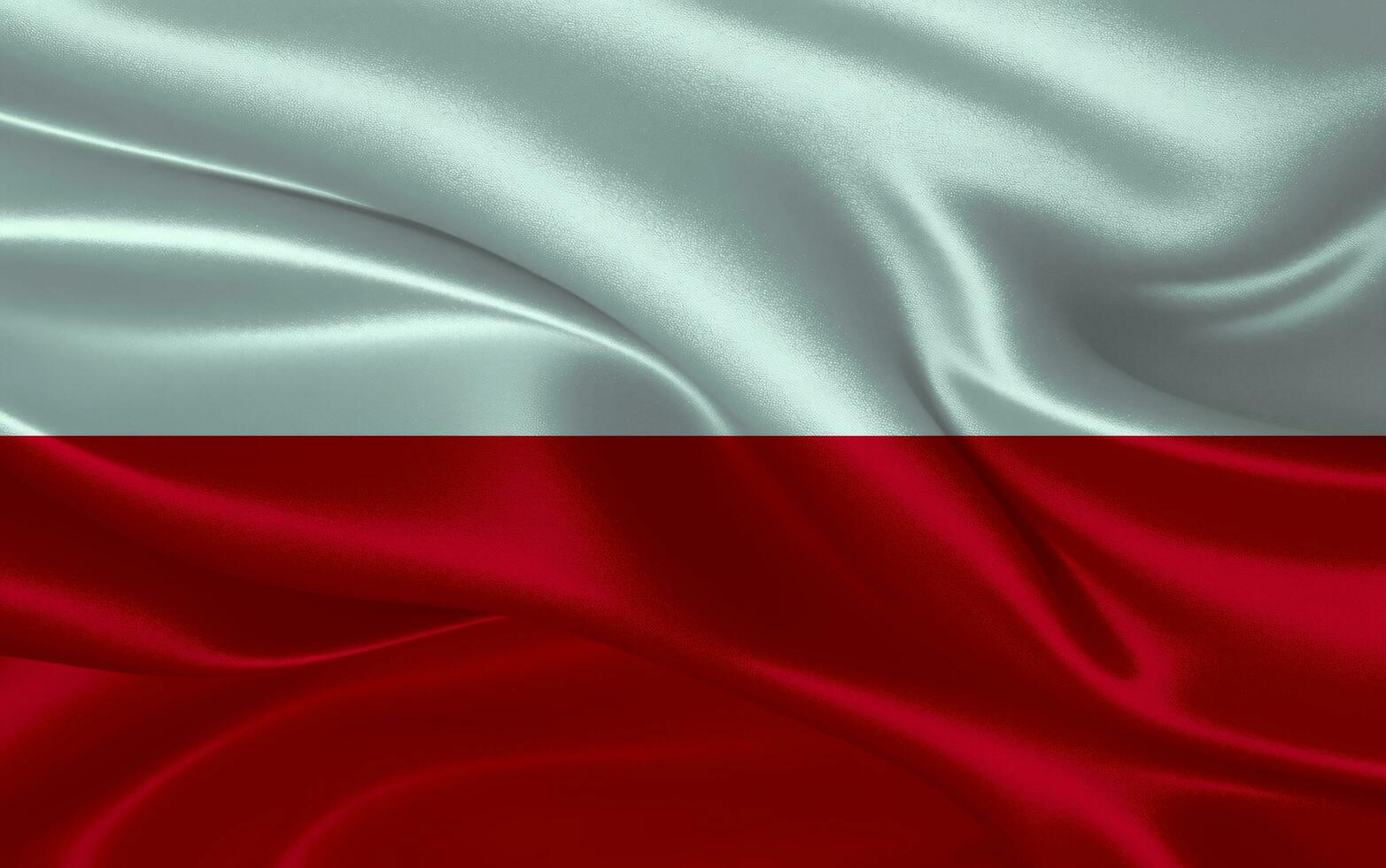 3d golvend realistisch zijde nationaal vlag van Polen. gelukkig nationaal dag Polen vlag achtergrond. dichtbij omhoog foto