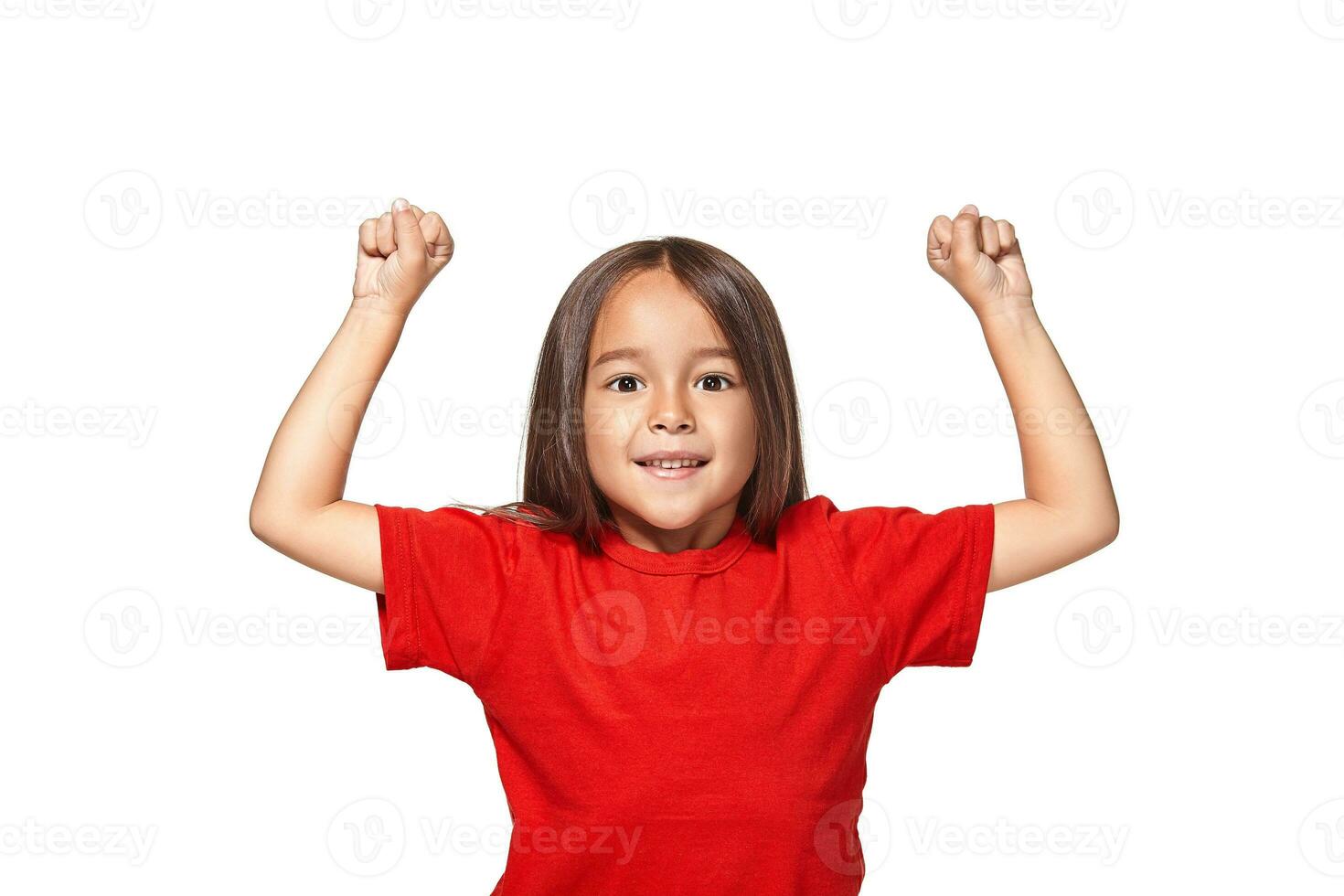 studio portret van een gelukkig weinig meisje foto