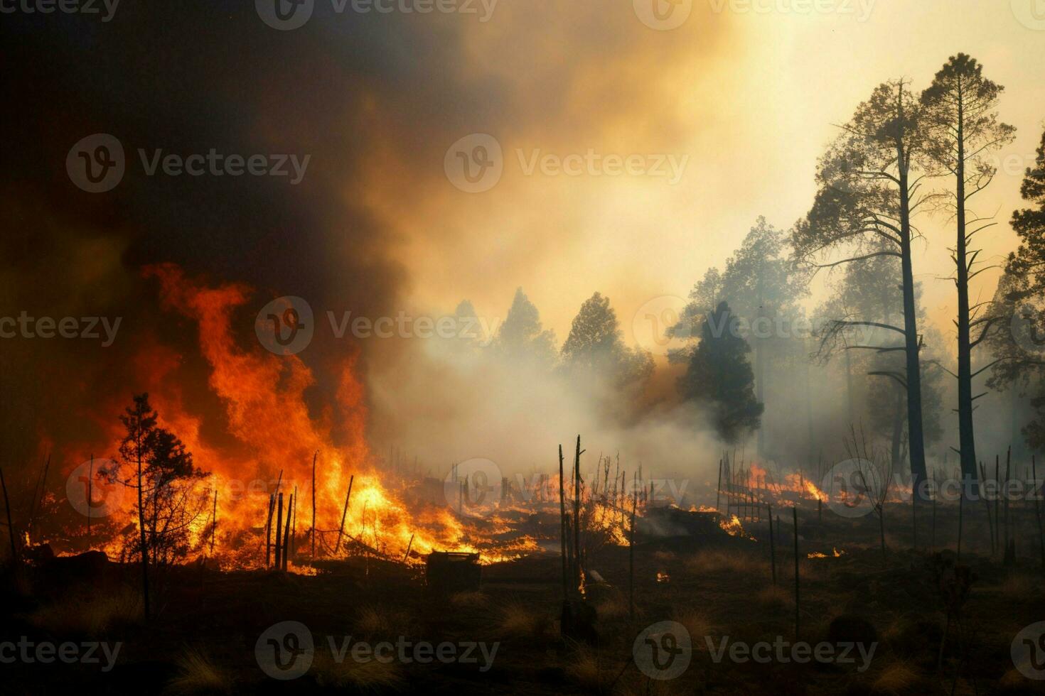 wildvuur Woud brand overspoelt bossen brand verspreidt wild ai gegenereerd foto