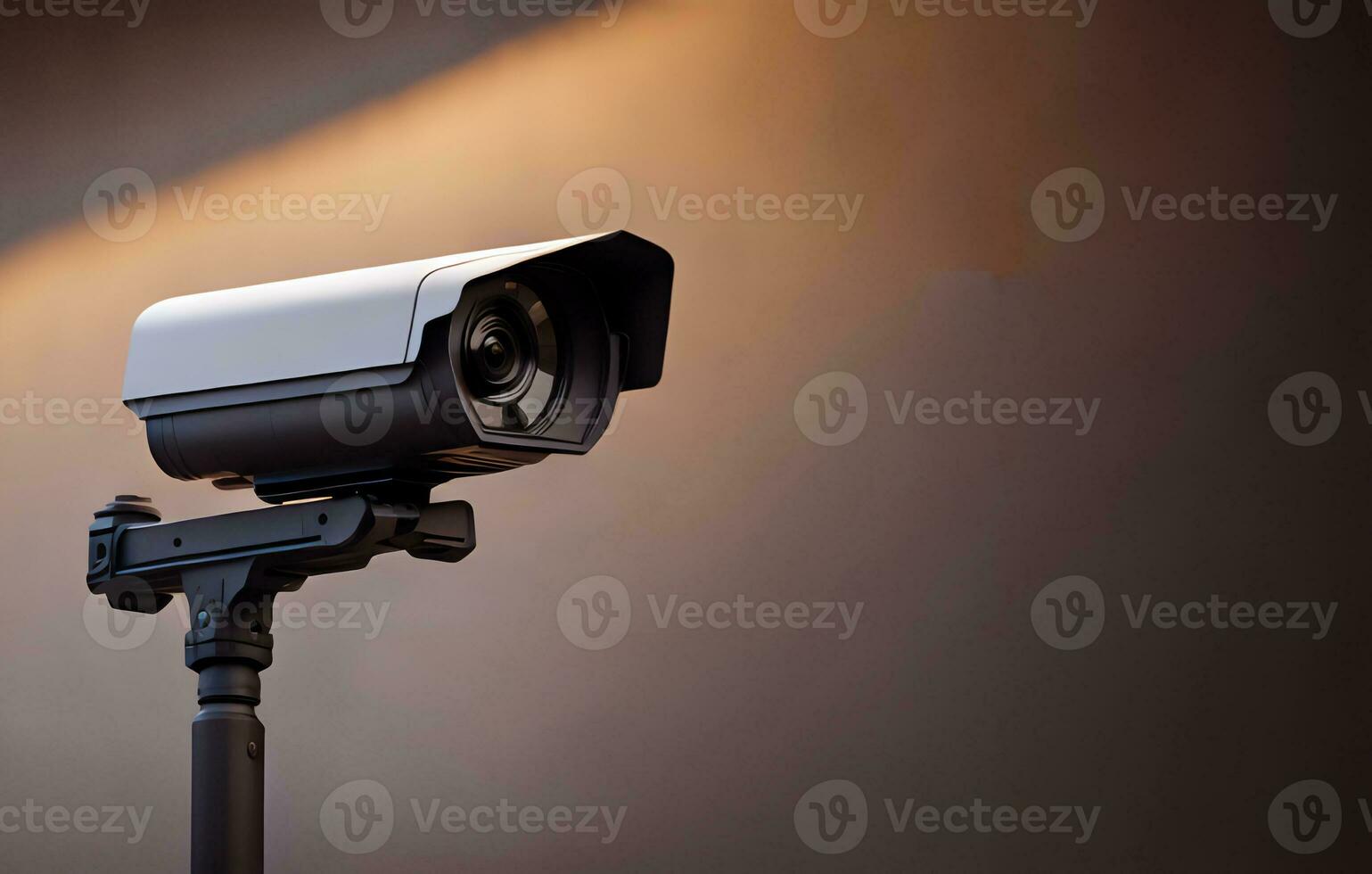 ai gegenereerd modern cctv camera een wazig achtergrond. concept van toezicht en toezicht houden. foto