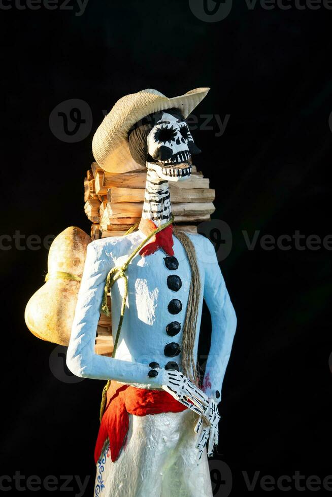 calavera of Catrina gekleed net zo een regionaal Mexicaans cowboy Mens foto