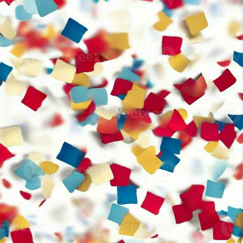 ai gegenereerd de folie metaalachtig fonkeling confetti verspreide aan de overkant een schoon wit achtergrond. foto