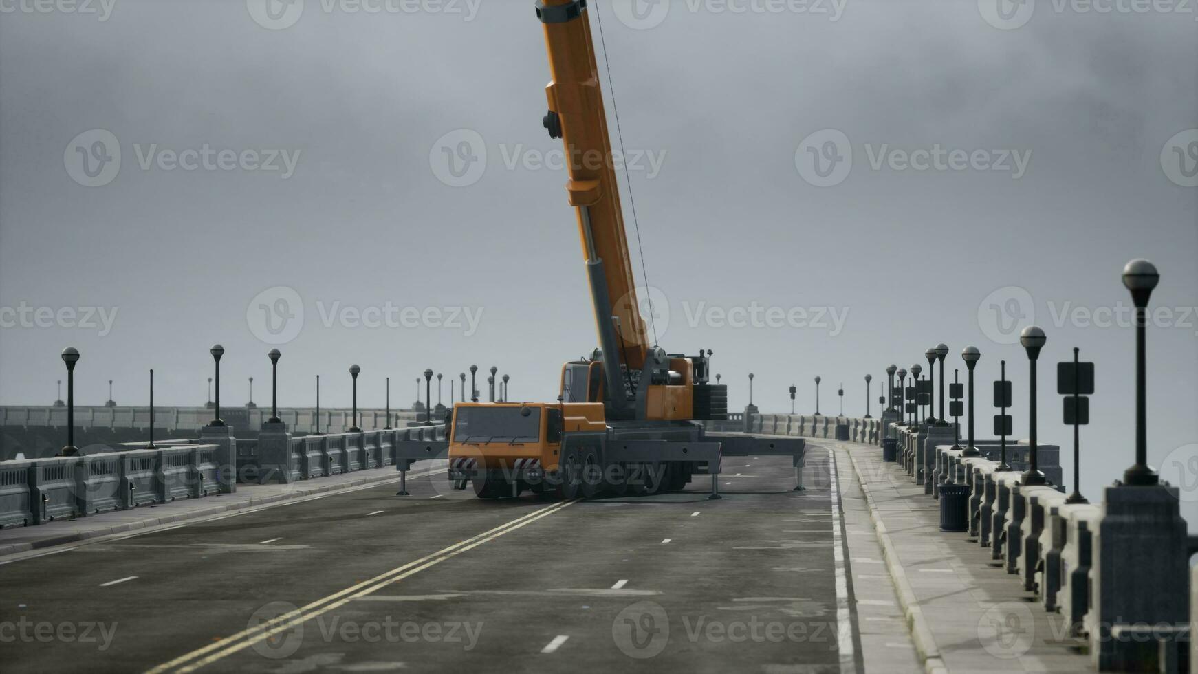 groot auto kraan Aan de brug onder vernauwing foto