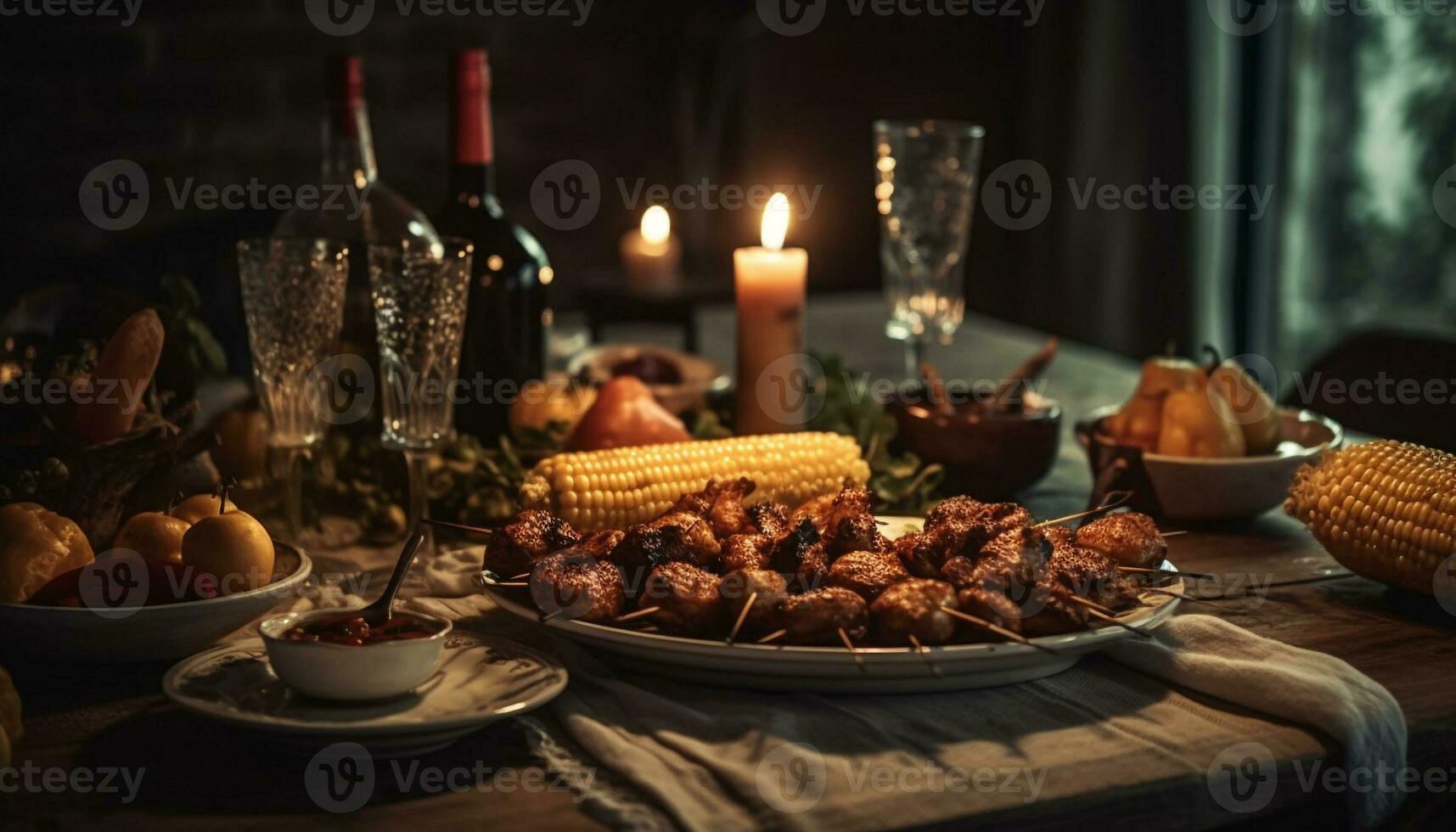 ai gegenereerd een fijnproever Mexicaans maaltijd met gegrild vlees, vers groenten, en saus gegenereerd door ai foto