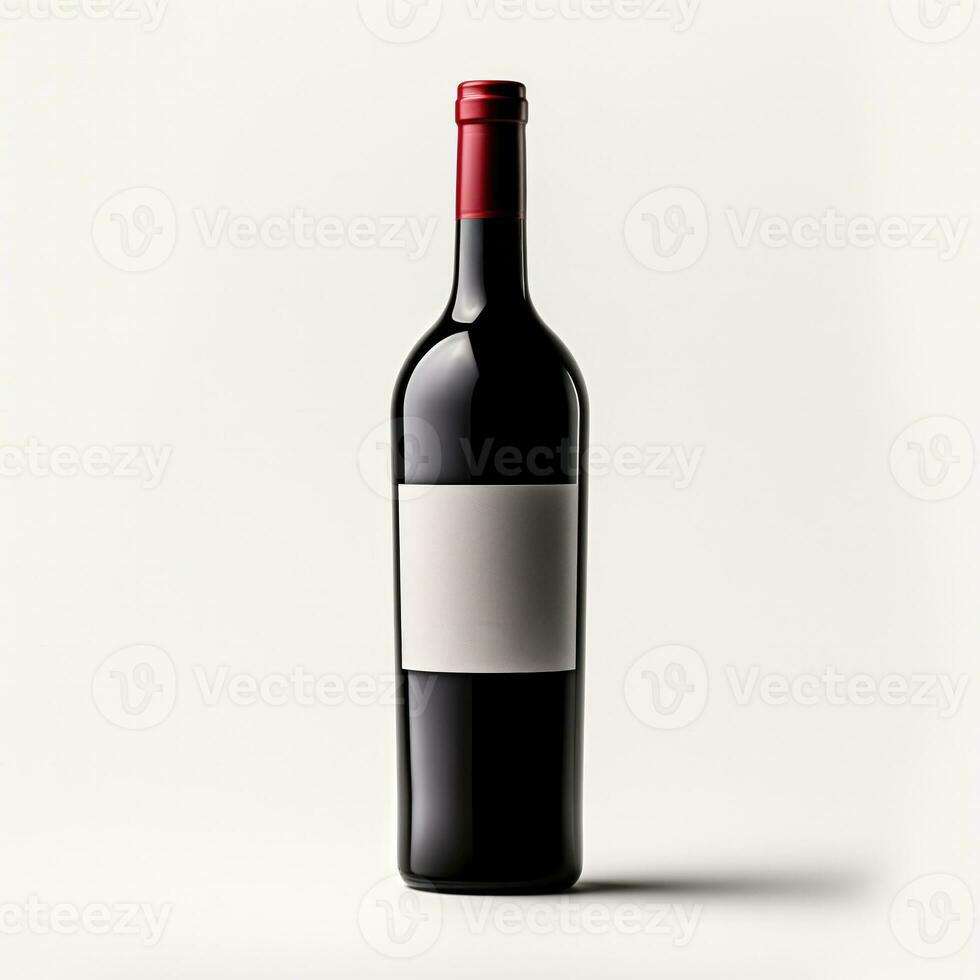 ai gegenereerd een fles van petit verdot wijn kant visie geïsoleerd Aan wit achtergrond foto