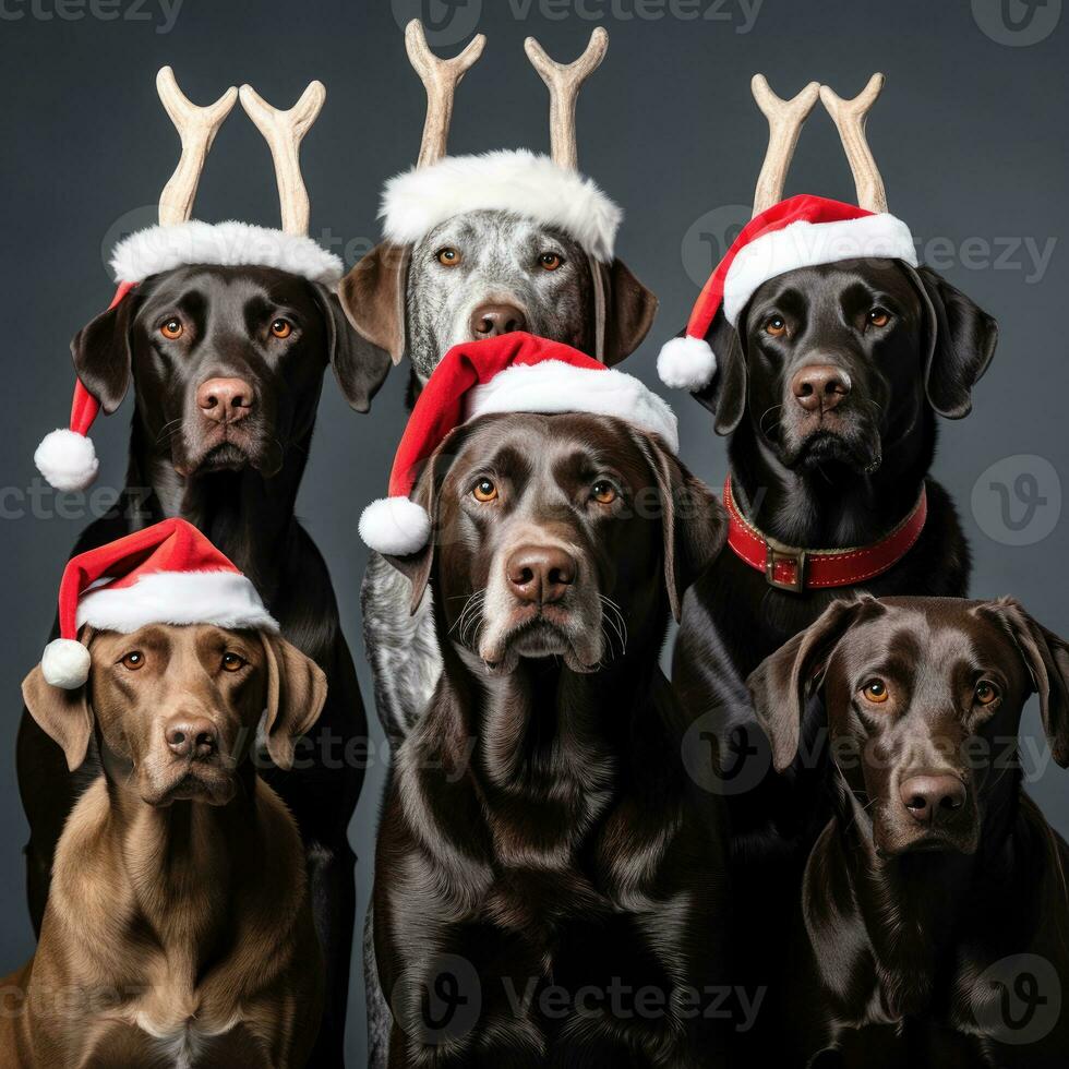 ai gegenereerd schattig hond schor wolf puppy met Kerstmis geschenk dozen concept foto poster vrolijk Cadeau rood nieuw jaar