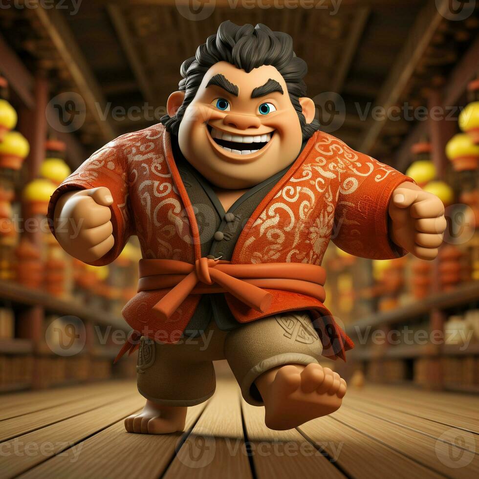 ai gegenereerd 3d tekenfilm van een sumo worstelaar foto