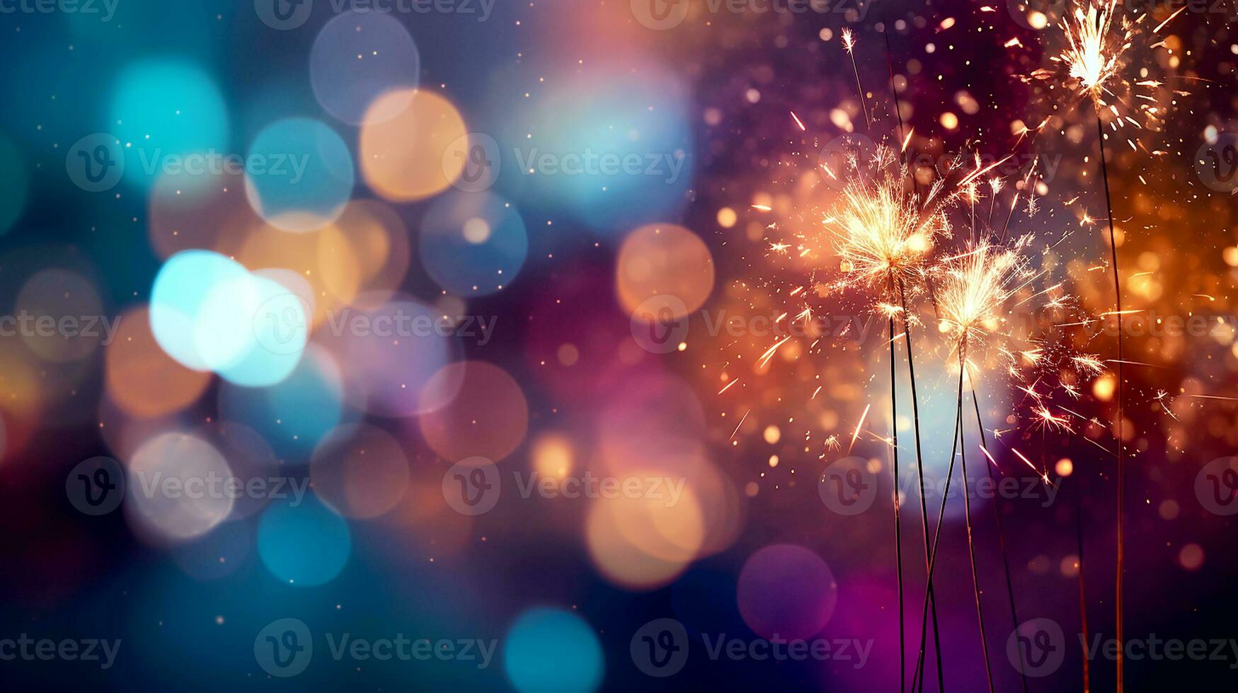 ai gegenereerd kleurrijk vuurwerk met bokeh lichten. achtergrond met kopiëren ruimte voor viering en verjaardag concept. generatief ai foto