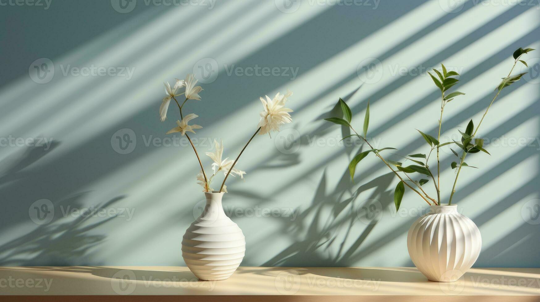 warm zonlicht gieten schaduwen Aan kamer met planten foto