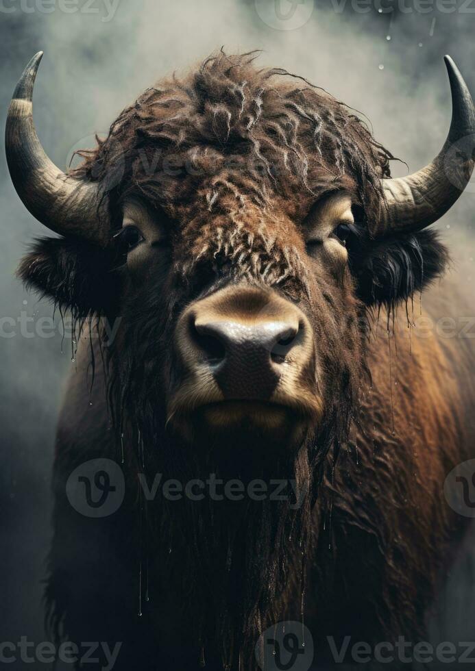 ai gegenereerd Schots dieren natuur harig bruin Schotland veld- landbouw wild landbouw toeter koe foto