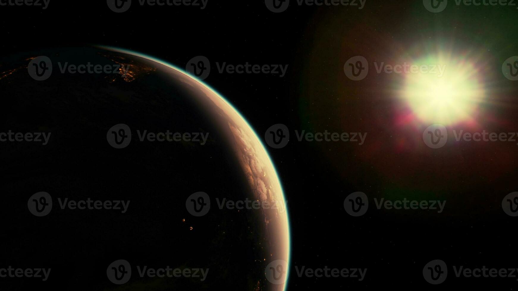 bol van de nachtelijke planeet aarde in de ruimte foto