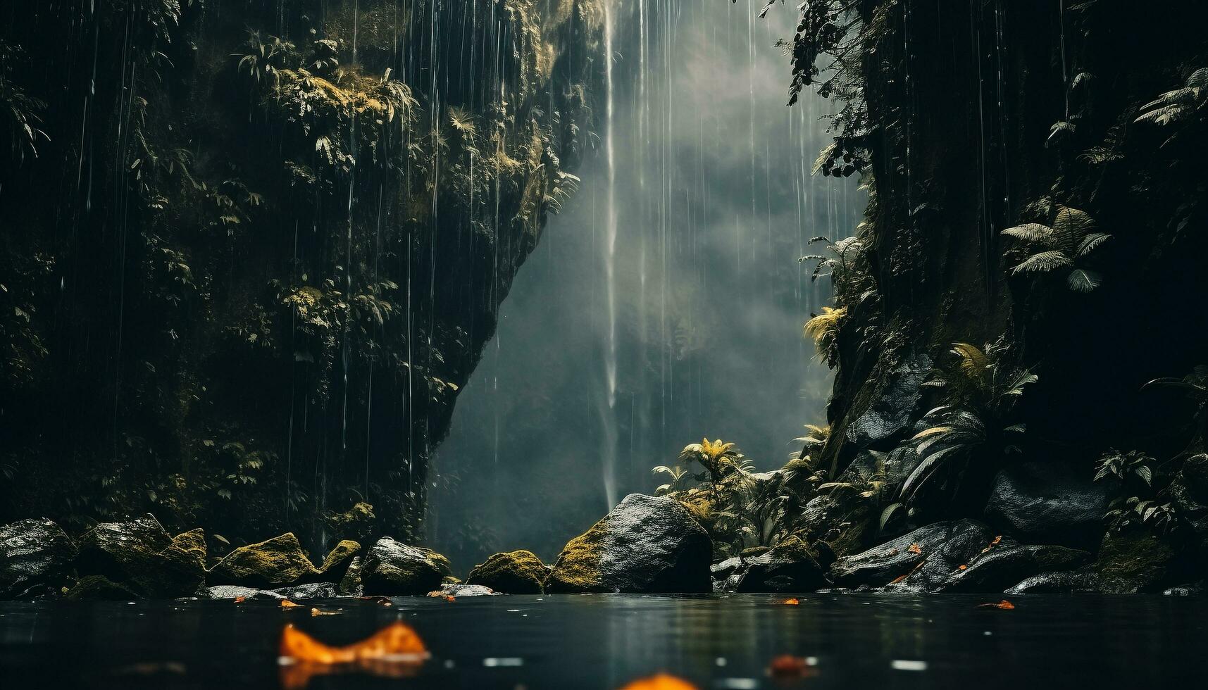 ai gegenereerd majestueus berg bereik, vloeiende water, rustig tafereel, natuur schoonheid gegenereerd door ai foto