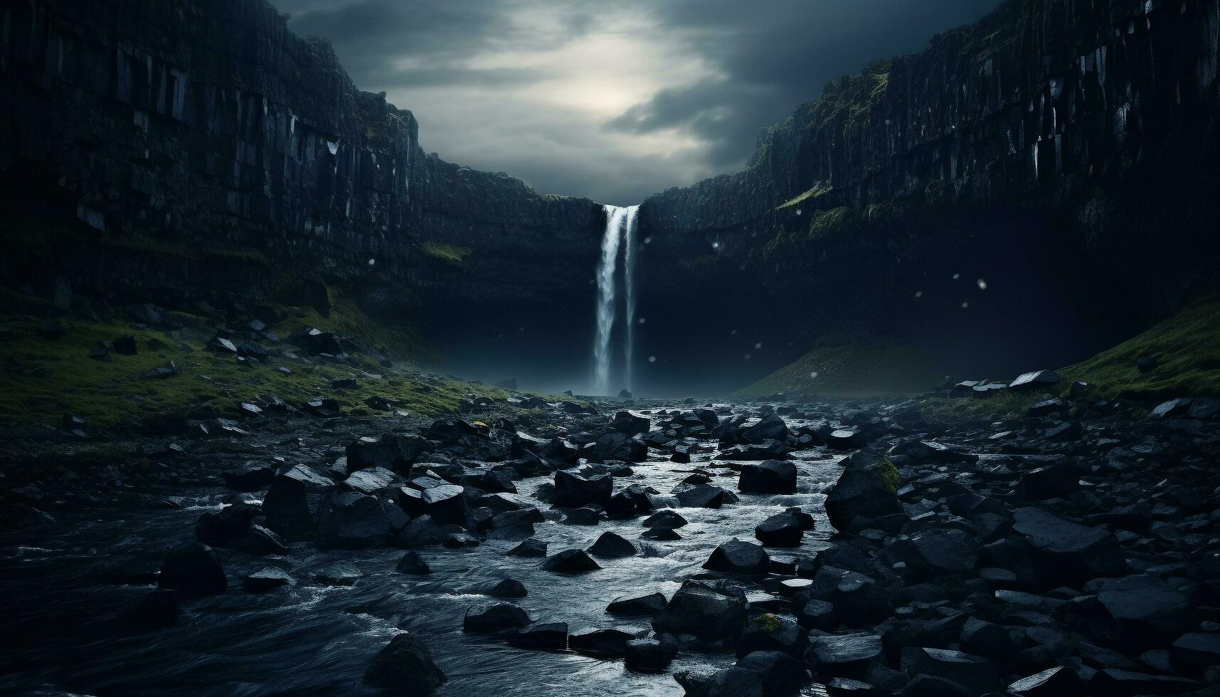 ai gegenereerd majestueus berg bereik, vloeiende water, rustig tafereel, natuur schoonheid gegenereerd door ai foto