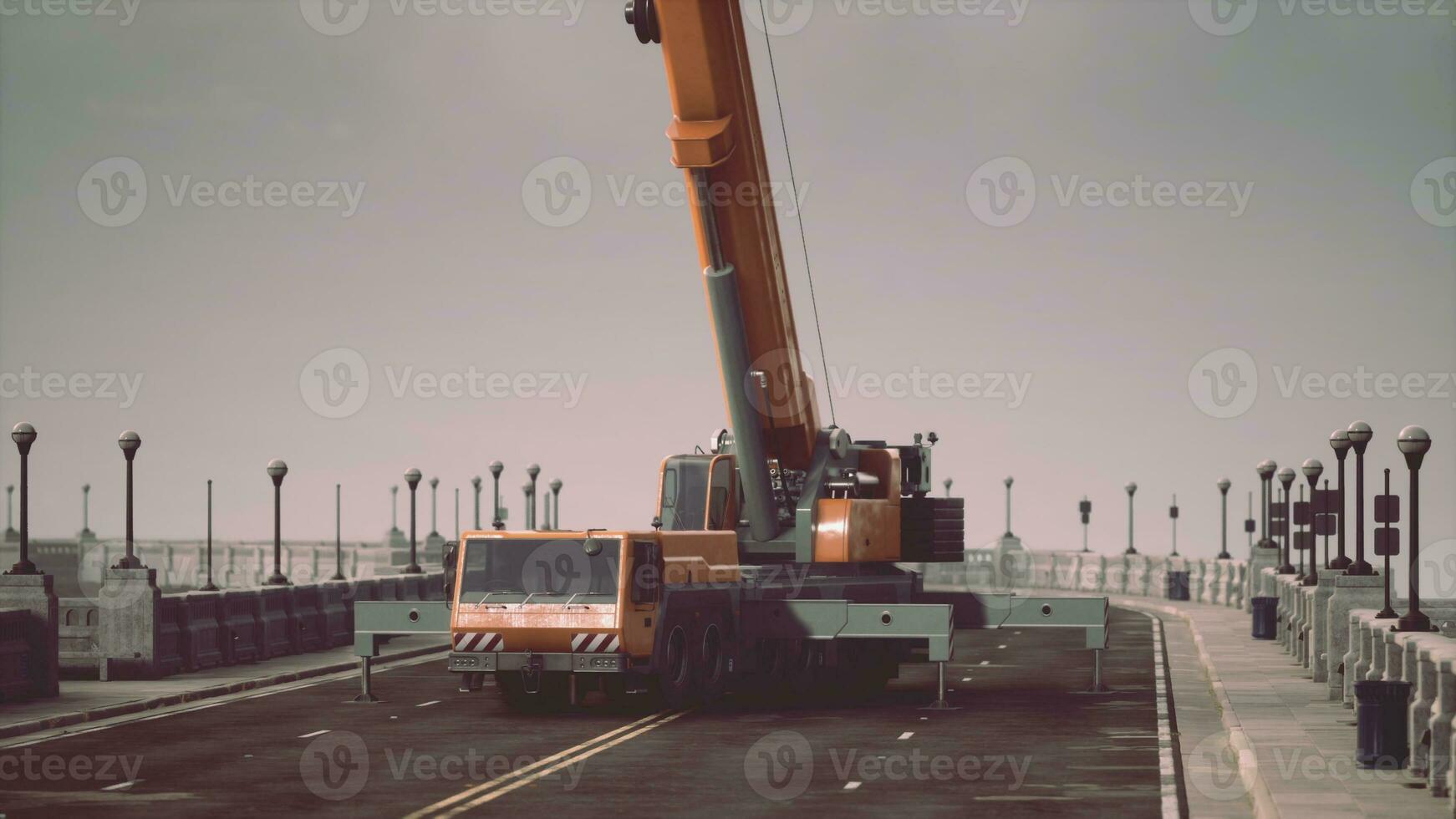 groot auto kraan Aan de brug onder vernauwing foto