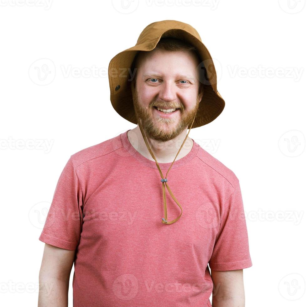 grappige gelukkige man in een panamahoed foto