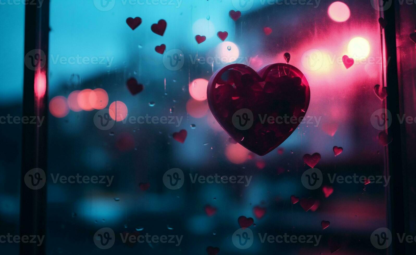 ai gegenereerd Valentijnsdag dag achtergrond met rood harten foto
