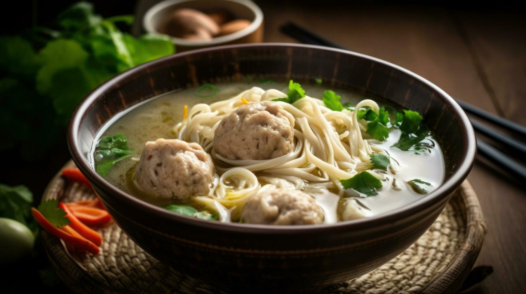 ai gegenereerd smakelijk tofu soba noedels van Azië foto