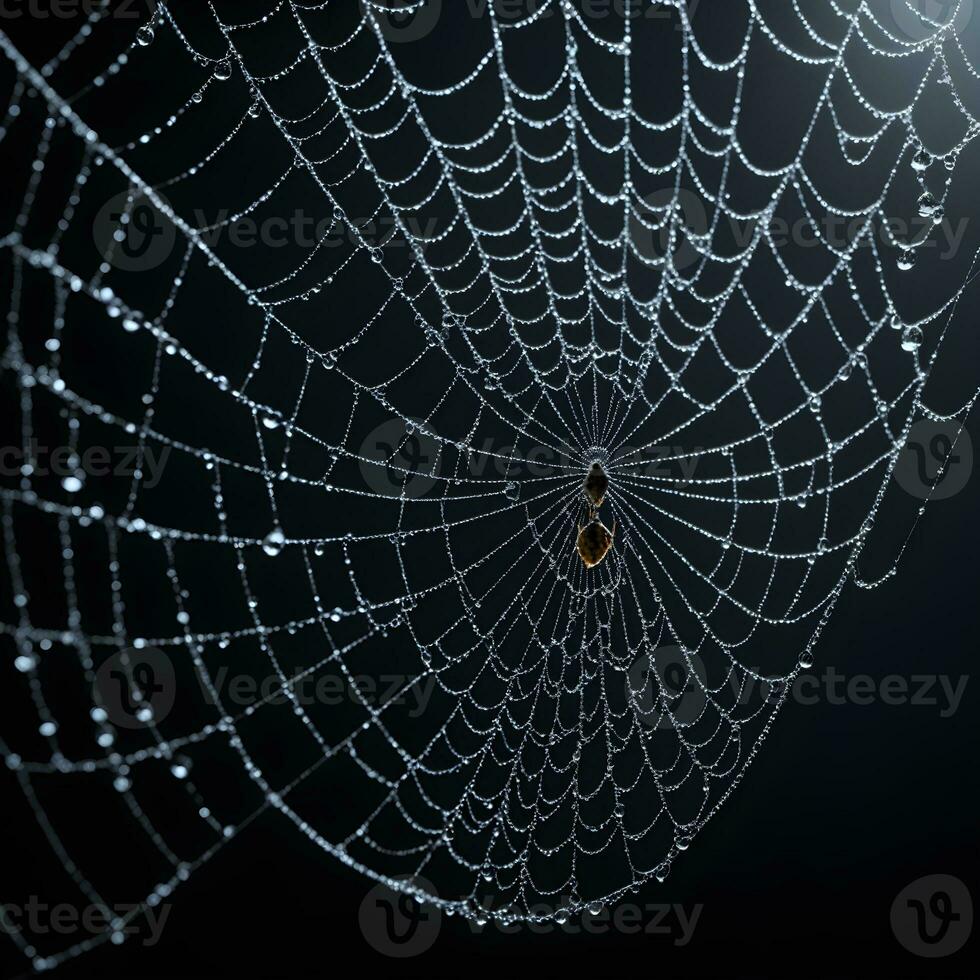 ai gegenereerd spin web geïsoleerd in zwart achtergrond ai generatief foto