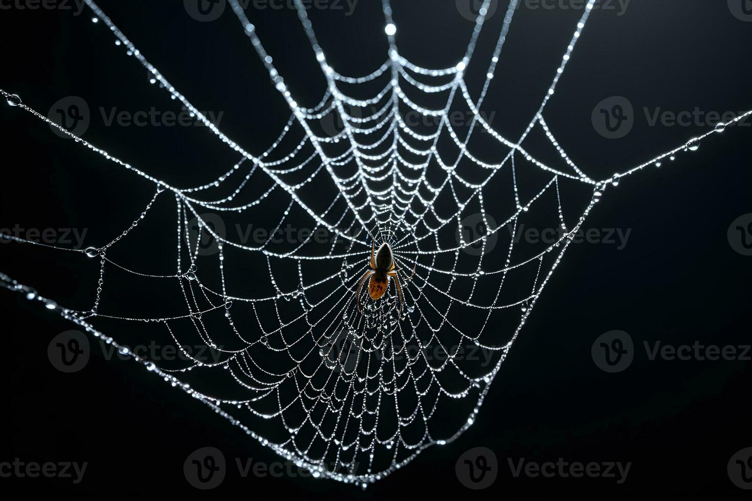 ai gegenereerd spin web geïsoleerd in zwart achtergrond ai generatief foto