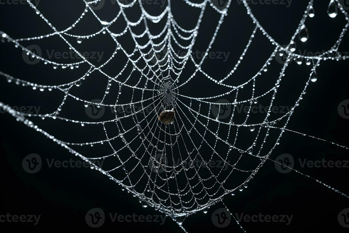 ai gegenereerd spin web geïsoleerd in zwart achtergrond ai generatief foto