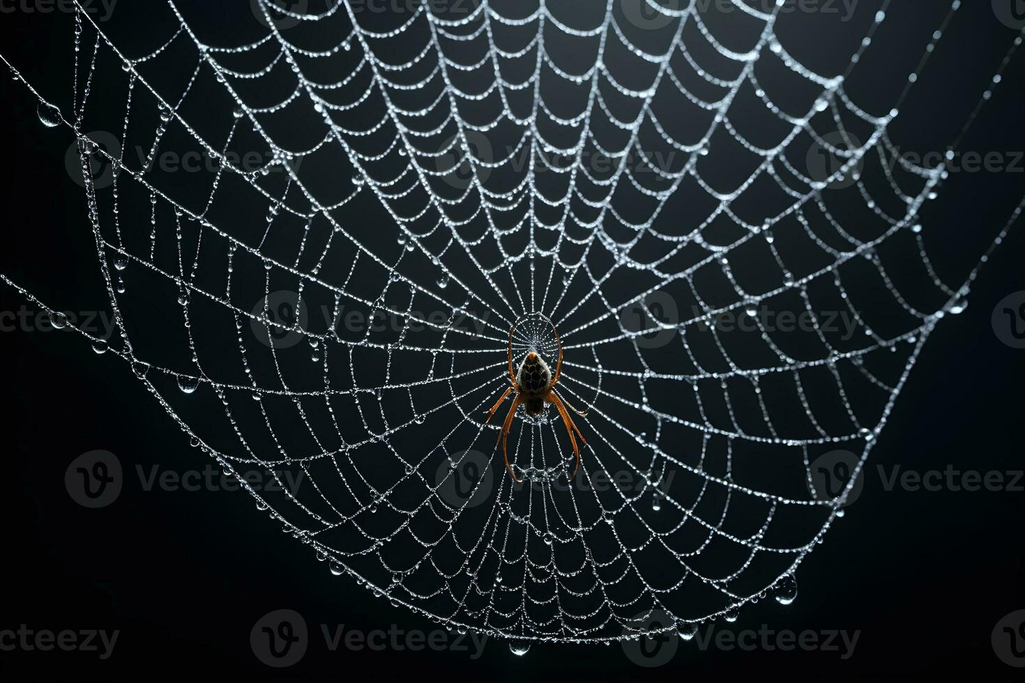 ai gegenereerd spin web geïsoleerd in zwart achtergrond ai generatief foto