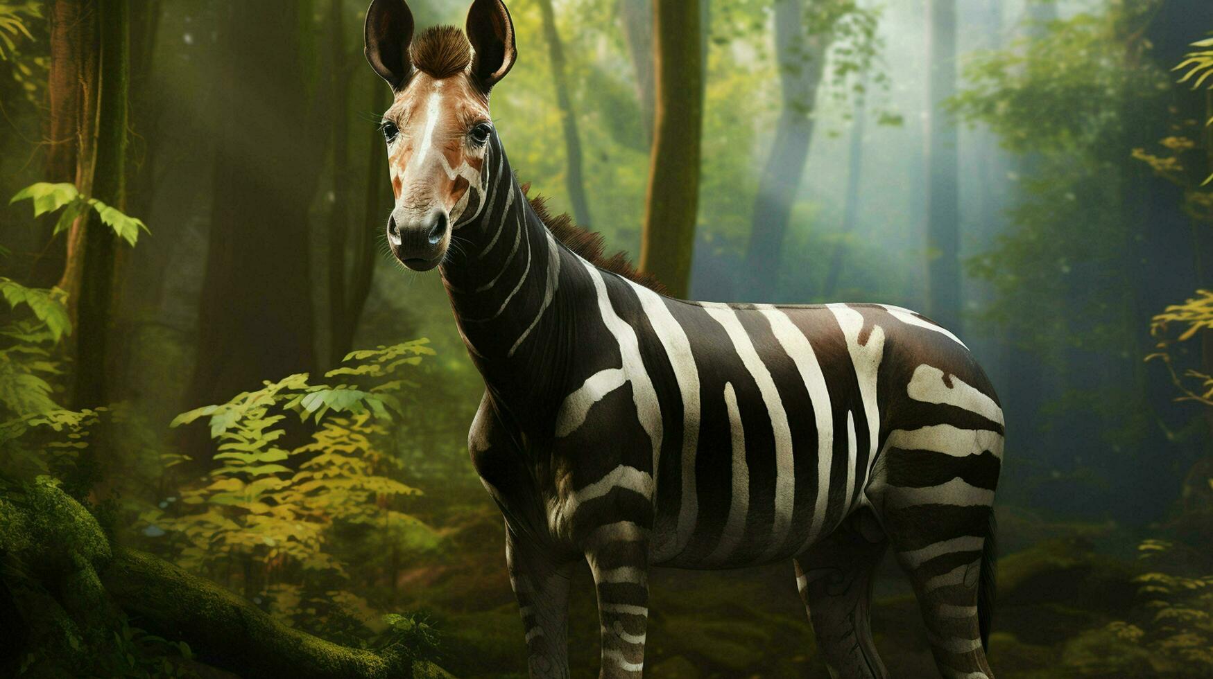 ai gegenereerd okapi natura dier behang achtergrond foto