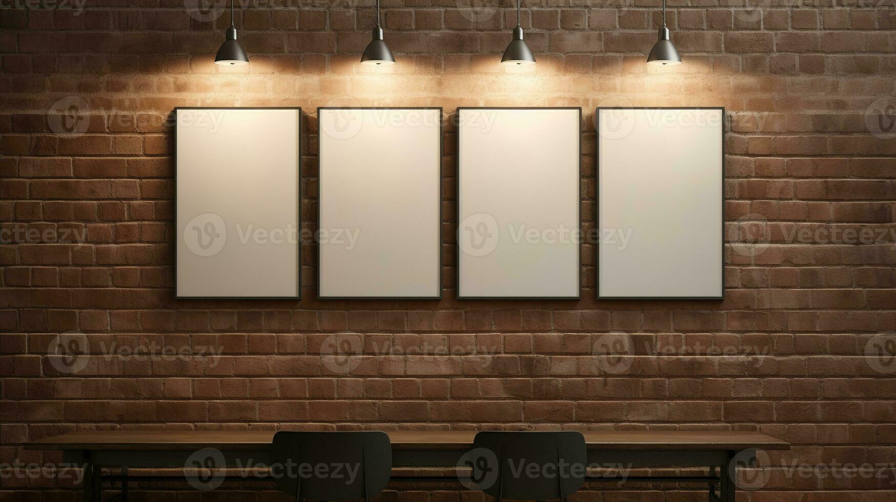 ai gegenereerd generatief ai, reeks van vier posters bespotten omhoog, blanco minimalistisch achtergrond, artwork sjabloon foto