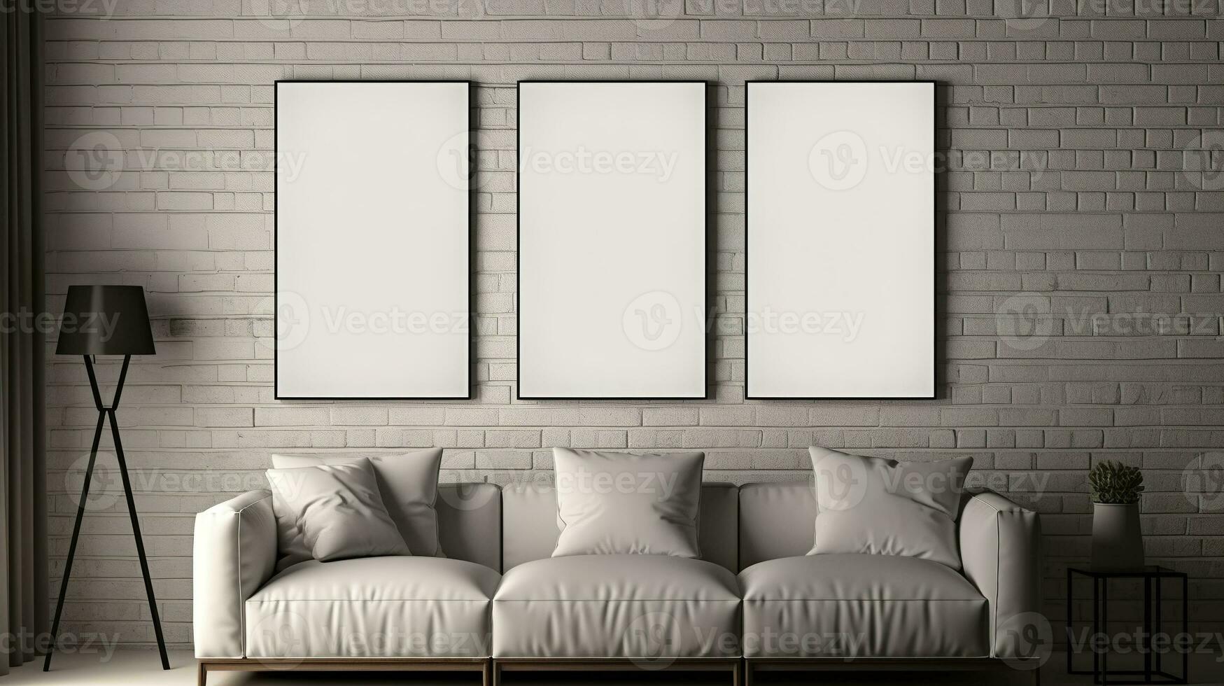 ai gegenereerd generatief ai, reeks van drie posters bespotten omhoog, blanco minimalistisch achtergrond, artwork sjabloon foto