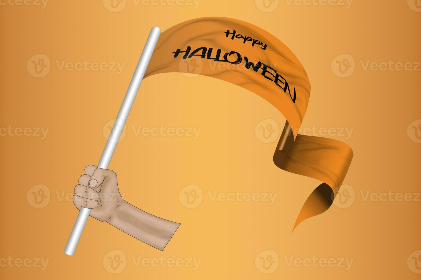 3d gelukkig halloween Aan vlag foto