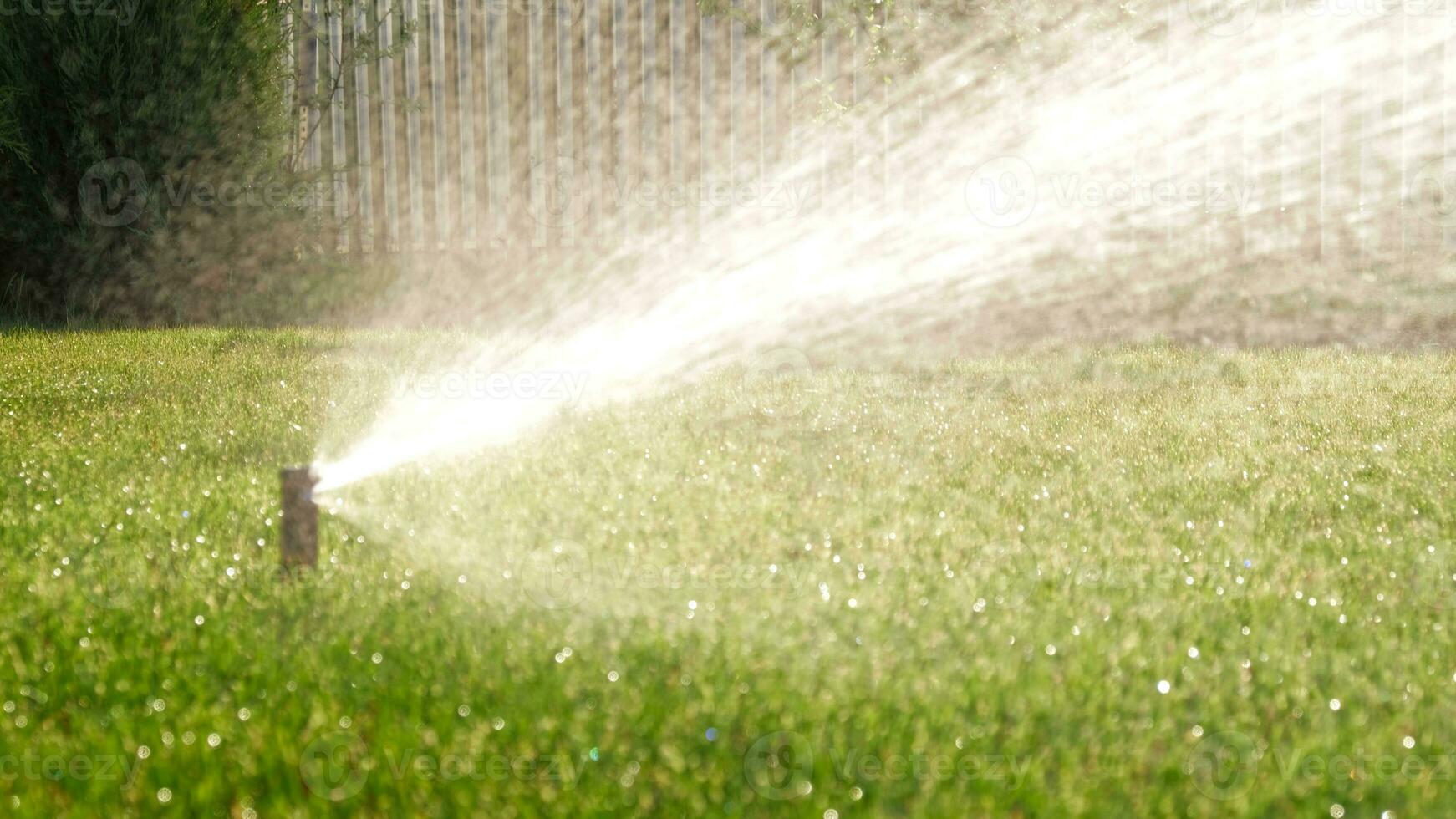 automatisch tuin irrigatie systeem gieter gazon met verstelbaar hoofd. automatisch uitrusting voor irrigatie en onderhoud van gazons, tuinieren. foto