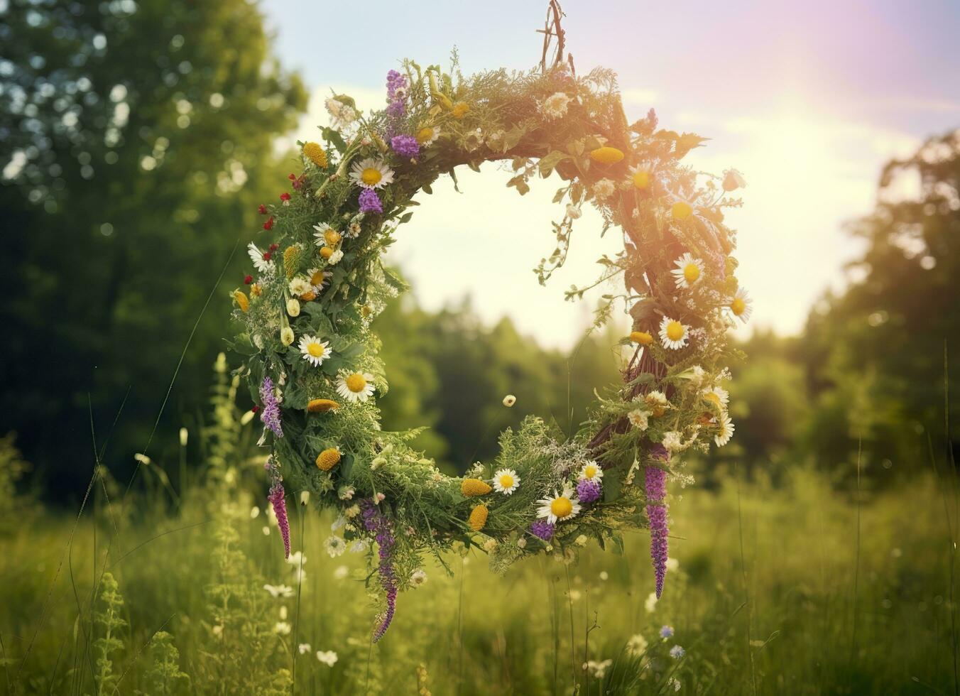 ai gegenereerd steen Product Scherm podium voor kunstmatig Product met groen natuur tuin achtergrond. generatief ai foto