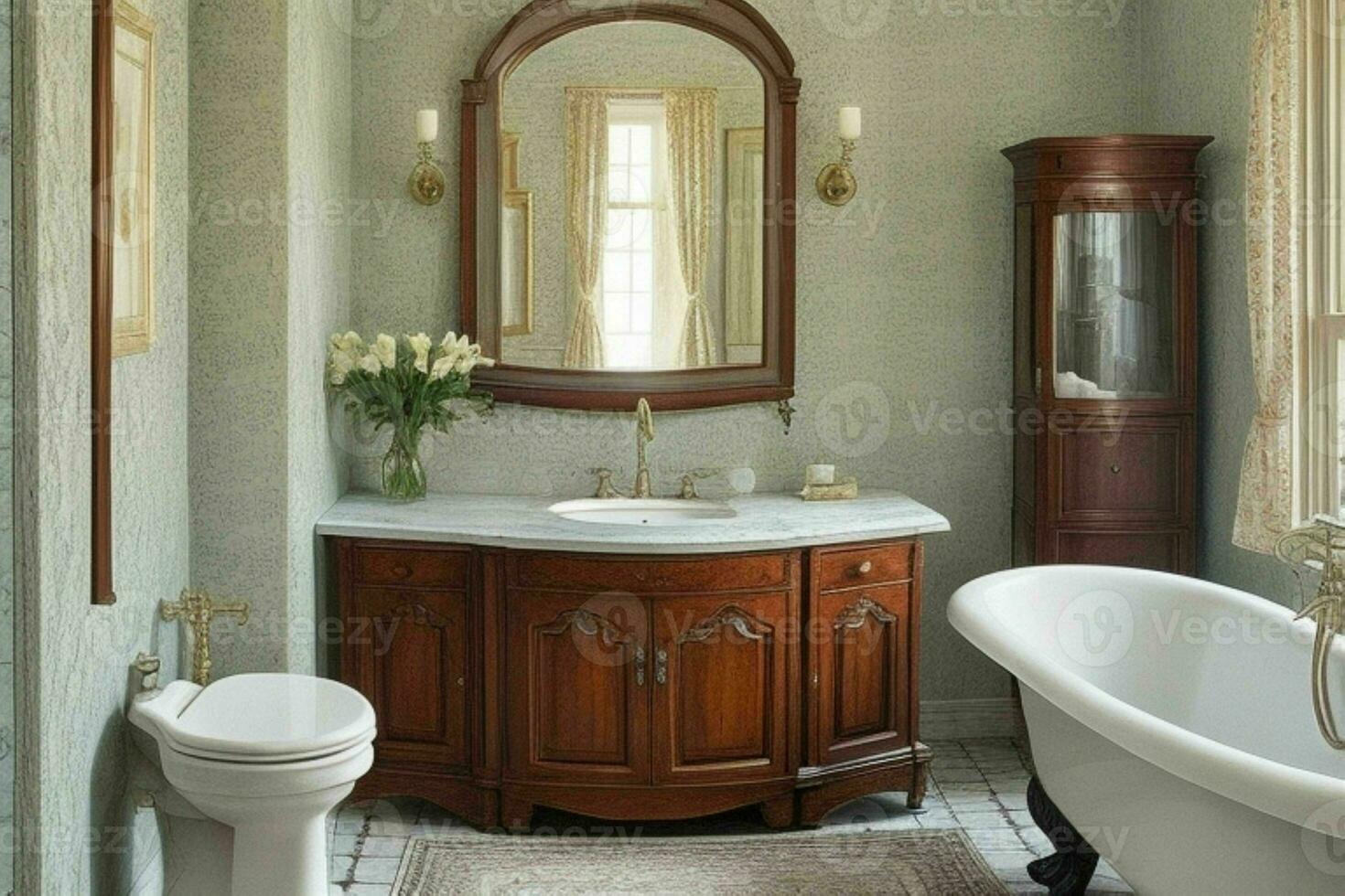 ai gegenereerd Victoriaans stijl badkamer. pro foto