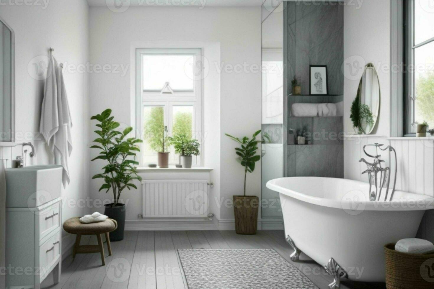 ai gegenereerd Scandinavisch stijl badkamer. pro foto