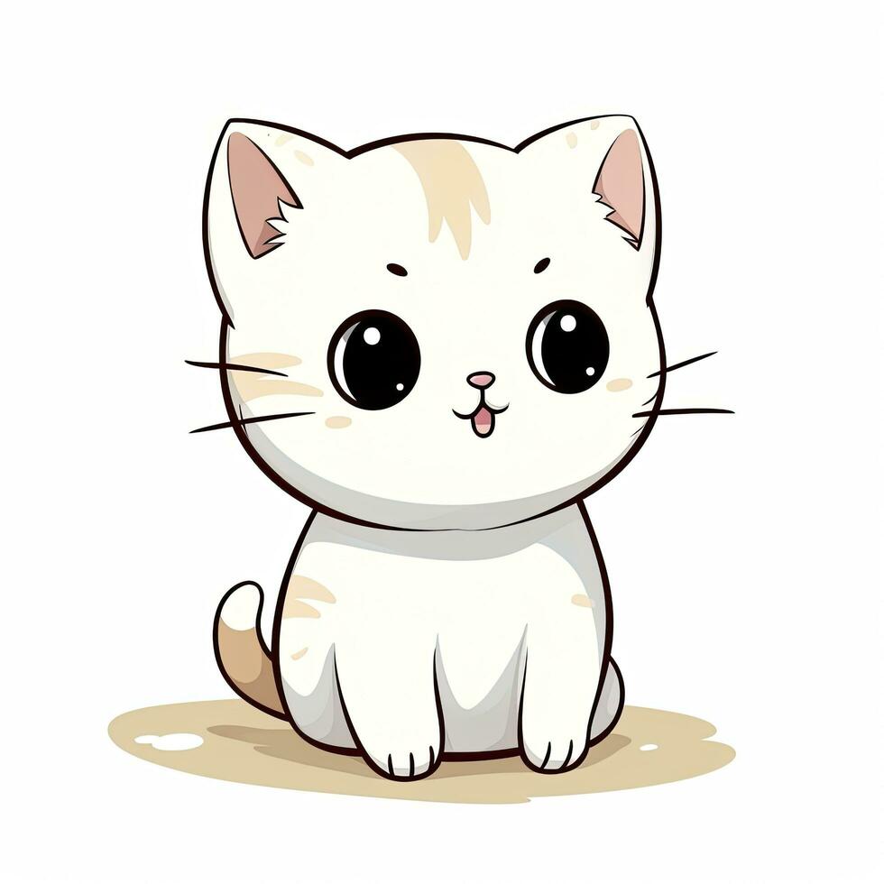 ai gegenereerd schattig kawaii kat clip art icoon wit achtergrond. ai gegenereerd foto