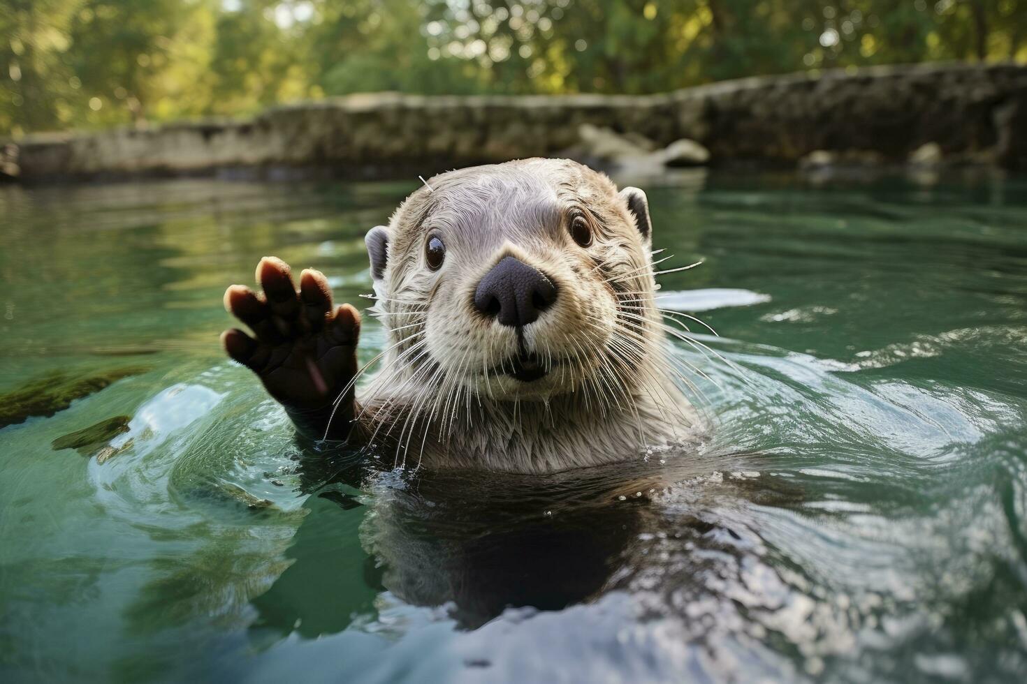 ai gegenereerd Otter in de water. foto