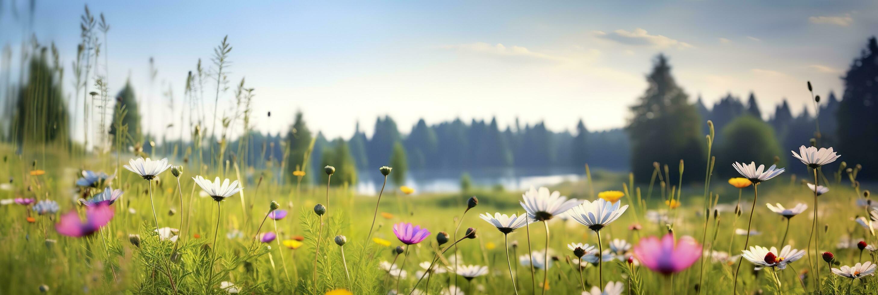 ai gegenereerd idyllisch weide Aan zomer. ai gegenereerd foto