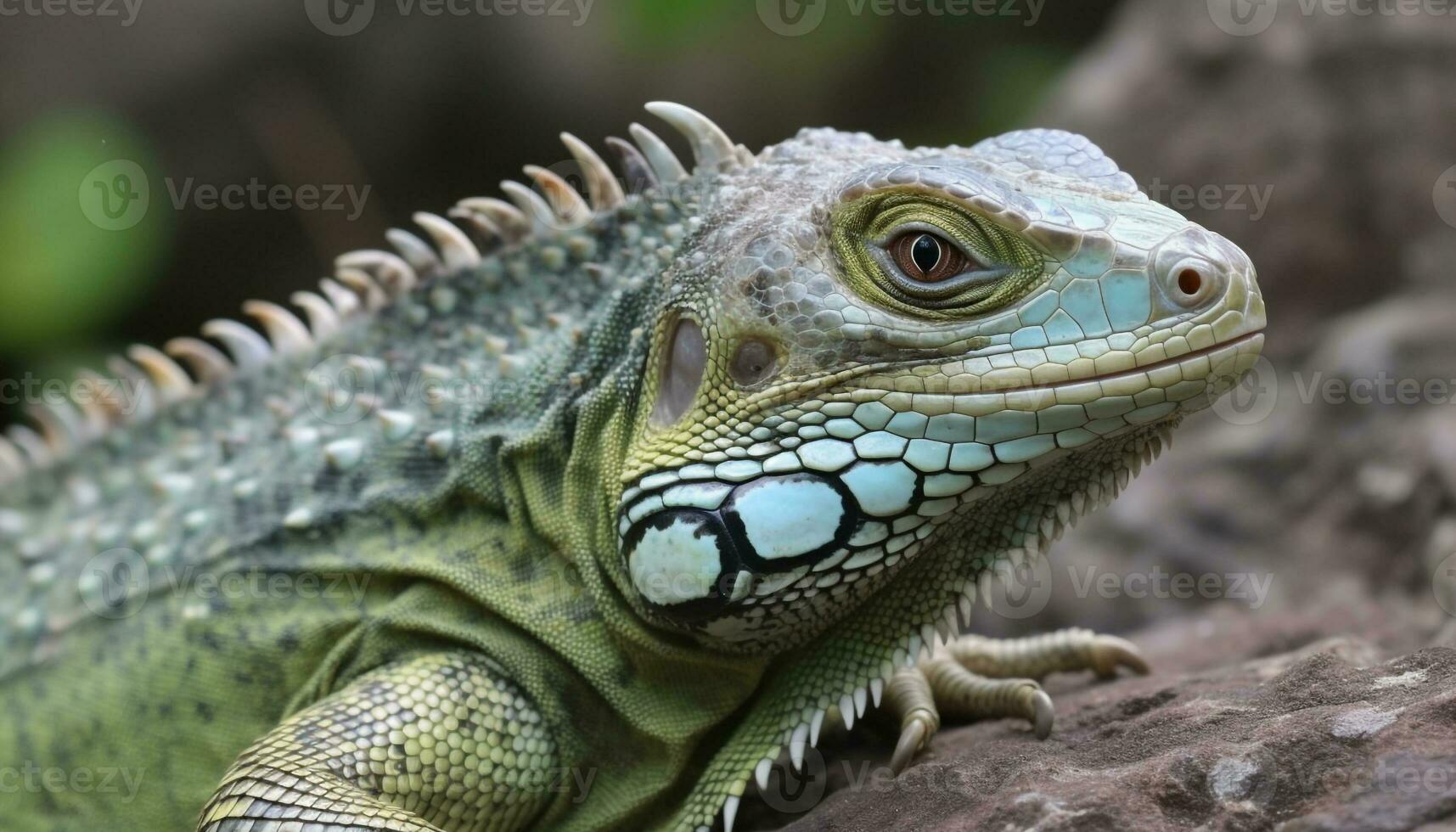 ai gegenereerd een groen leguaan rust Aan een Afdeling in de tropisch regenwoud gegenereerd door ai foto